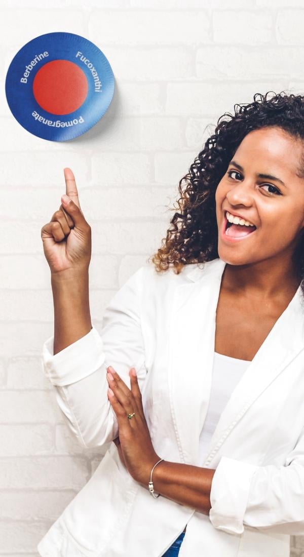 Woman feeling energized and balanced wearing Purisaki Berberine Patch